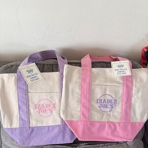Trader Joe's Canvas Mini Tote Bag - Pink and Purple